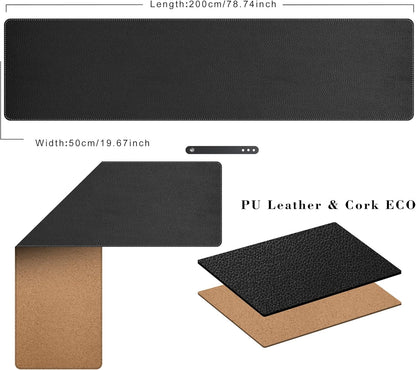 Mydours 40" x 20" Extra Large Desk Mat, PU Leather & Cork Desk Pad, Large XXL Desk Mouse Pad for Workstation, Office, Home, Computer Desk Mat with Keyboard & Mouse (Black)