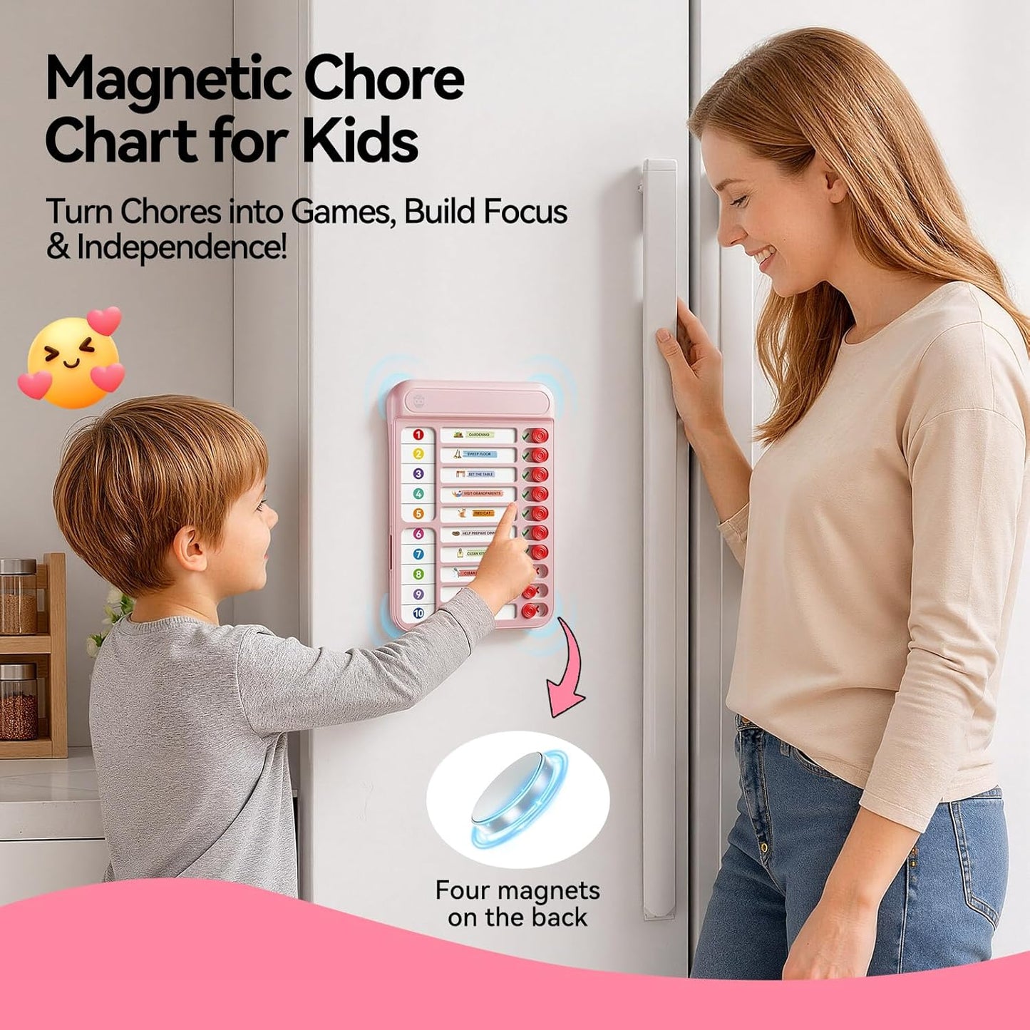 Chore Chart for Kids, Checklist Planning Board with Sliders, 19 Personalizable Sheets and Magnetic Marker, ADHD Tools for Kids to Do List Routine Chart Visual Schedule Board with Stand