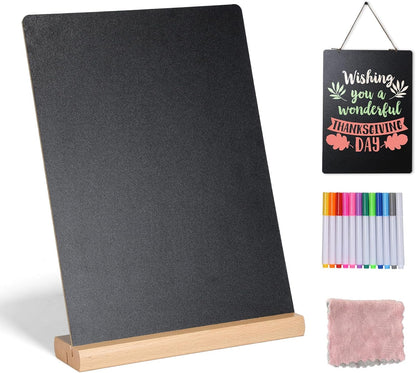 11.7x16.5 Inch Tabletop Chalkboard with Wood Base, Menu Chalkboard Stand, Message Board, Bar and Special Event Decorations, Hanging Double-Sided Chalkboards Sign for DIY Home Decoration-Walnut