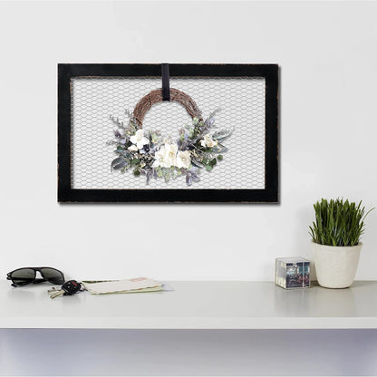 SOFE Farmhouse Memo Board Chicken Wire Frame, Black Large Bulletin Boards for Walls, Hanging Photo Display Board or Jewelry Organizer Wall Grid Panels, Decorative Vision Board for Desktop Office