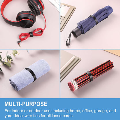100 PCS 8 Inches Reusable Cable Ties | Adjustable Cord Wraps, Cable Straps | Hook & Loop Cord Organizer, Cable Management