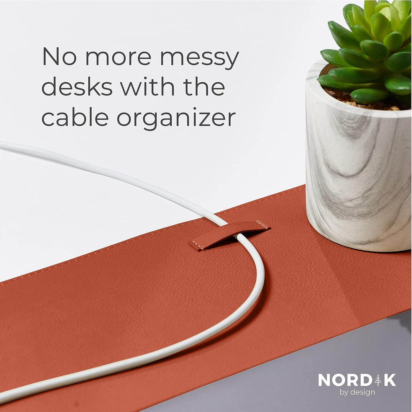 Nordik Leather Desk Mat Cable Organizer - Pebble Black 35 X 17 inch - Premium Mouse Mat - Felt Vegan Leather Desk Pad Protector - Desk Blotter Matt Keyboard - Large Desk Matt for Desktop Computer