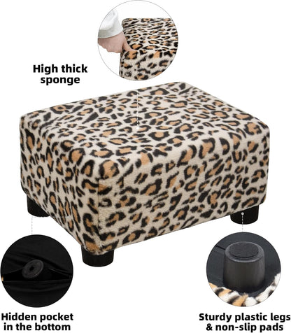 CAROLMADE Small Foot Stool Ottoman Footstool with Legs Under Desk Footrest for Living Room Bedroom and Office, Soft Ivory White