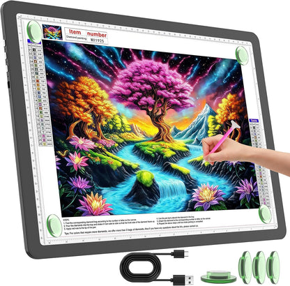 TOHETO Rechargeable A2 Light Pad for Diamond Painting 25.2''x18.4'', Magnetic Diamond Art Light Board, Wireless Lightbox for Tracing and Drawing, Cordless LED Light Table for Sketching, Weeding Vinyl