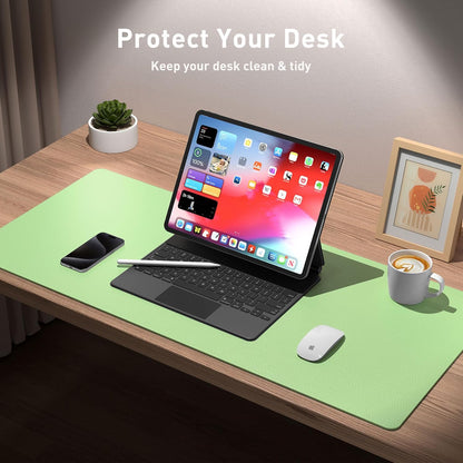Aothia Non-Slip PU Leather Waterproof Laptop Desk Pad Protector, Blotter Mat, Writing and Mouse Pad for Office & Home, Beige, 23.6" x 13.7" - Colors B