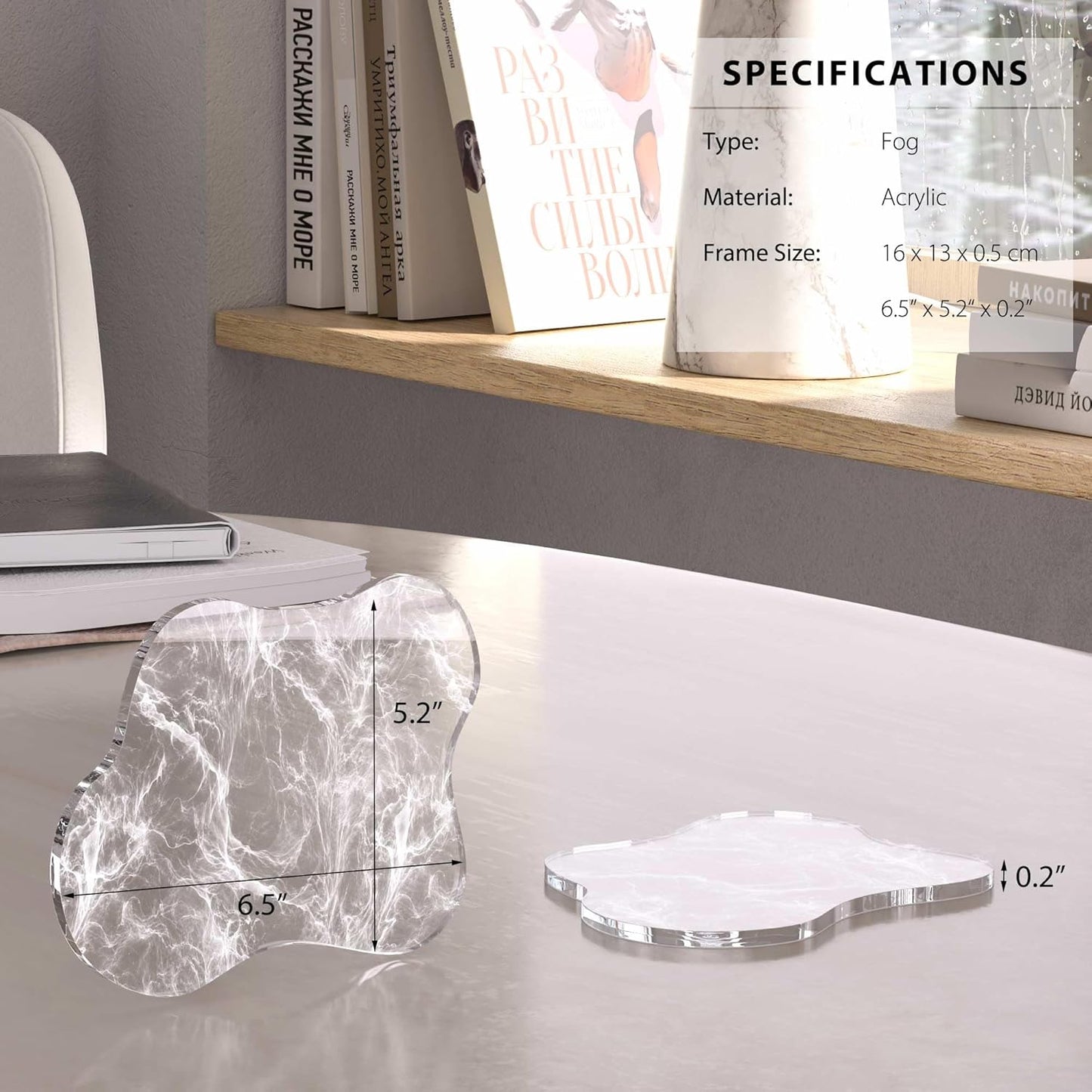 Acrylic Coaster Decorative Plates, Irregular Bar Drink Coaster, Clear Cloud Shape Coffee Cup Coaster, Perfect for Tabletop Protection and Accessories Display.(Gold)