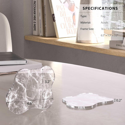 Acrylic Coaster Decorative Plates, Irregular Bar Drink Coaster, Clear Cloud Shape Coffee Cup Coaster, Perfect for Tabletop Protection and Accessories Display.(Gold)