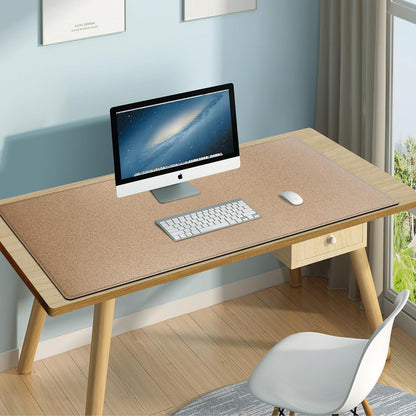 Mydours 40" x 20" Extra Large Desk Mat, PU Leather & Cork Desk Pad, Large XXL Desk Mouse Pad for Workstation, Office, Home, Computer Desk Mat with Keyboard & Mouse (Black)