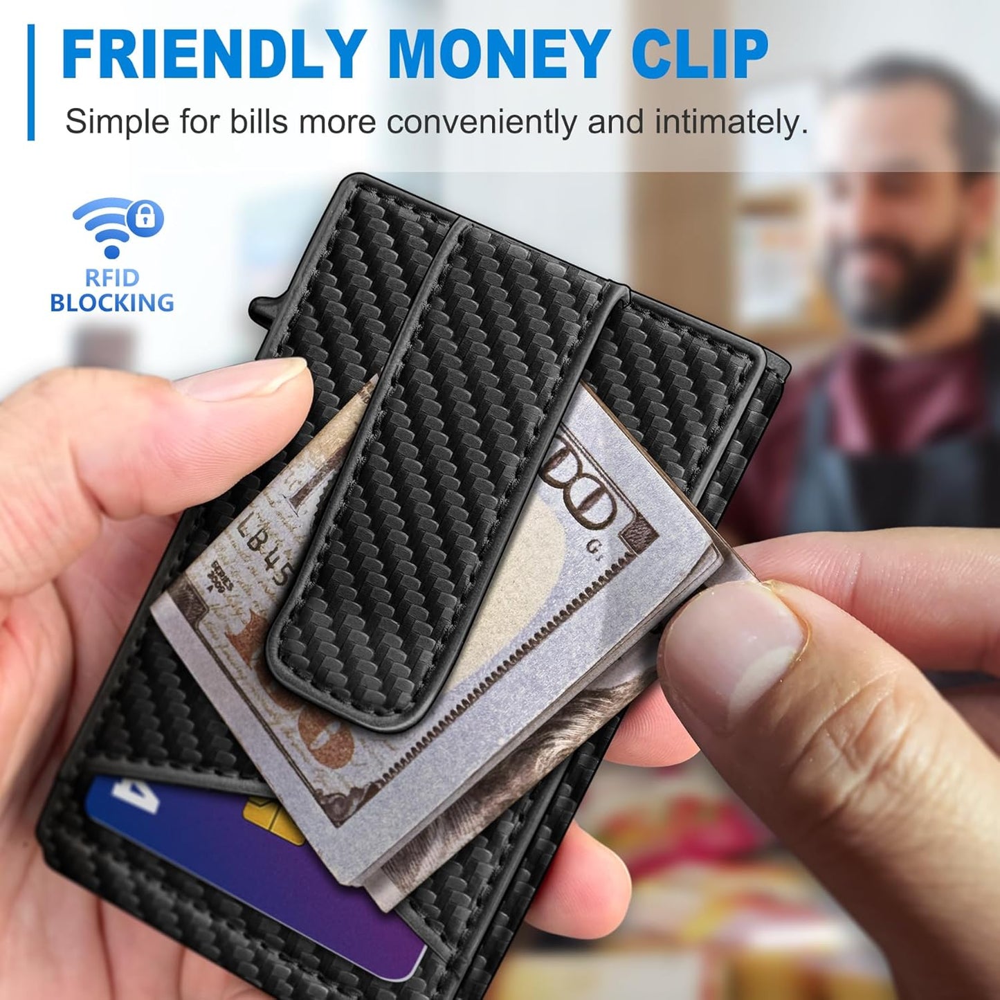 miyozi Airtag Wallet for Men Money Clip 9-Card Pop-Up Credit Card Holder with ID Window RFID Blocking Metal Case Magnetic Closure Front Pocket Wallet Gift Box | with Money Clip
