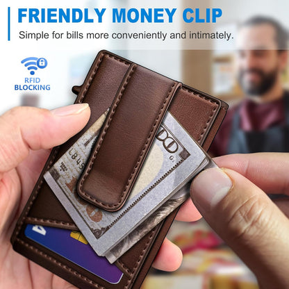 miyozi Airtag Wallet for Men Money Clip 9-Card Pop-Up Credit Card Holder with ID Window RFID Blocking Metal Case Magnetic Closure Front Pocket Wallet Gift Box | with Money Clip