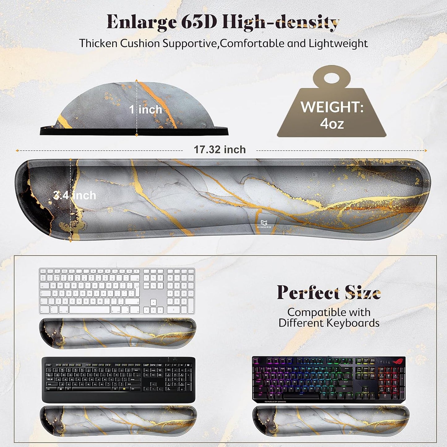 Gimars Upgrade Enlarge Silky and Superfine Fabric Gel Memory Foam Keyboard Wrist Rest Set, Ergonomic Keyboard Mouse Wrist Support for Typing Pain Relief, Comfort for Office, Gaming, Computer, Black