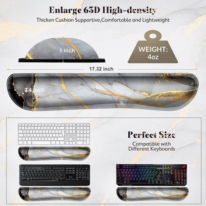 Gimars Upgrade Enlarge Silky and Superfine Fabric Gel Memory Foam Keyboard Wrist Rest Set, Ergonomic Keyboard Mouse Wrist Support for Typing Pain Relief, Comfort for Office, Gaming, Computer, Black