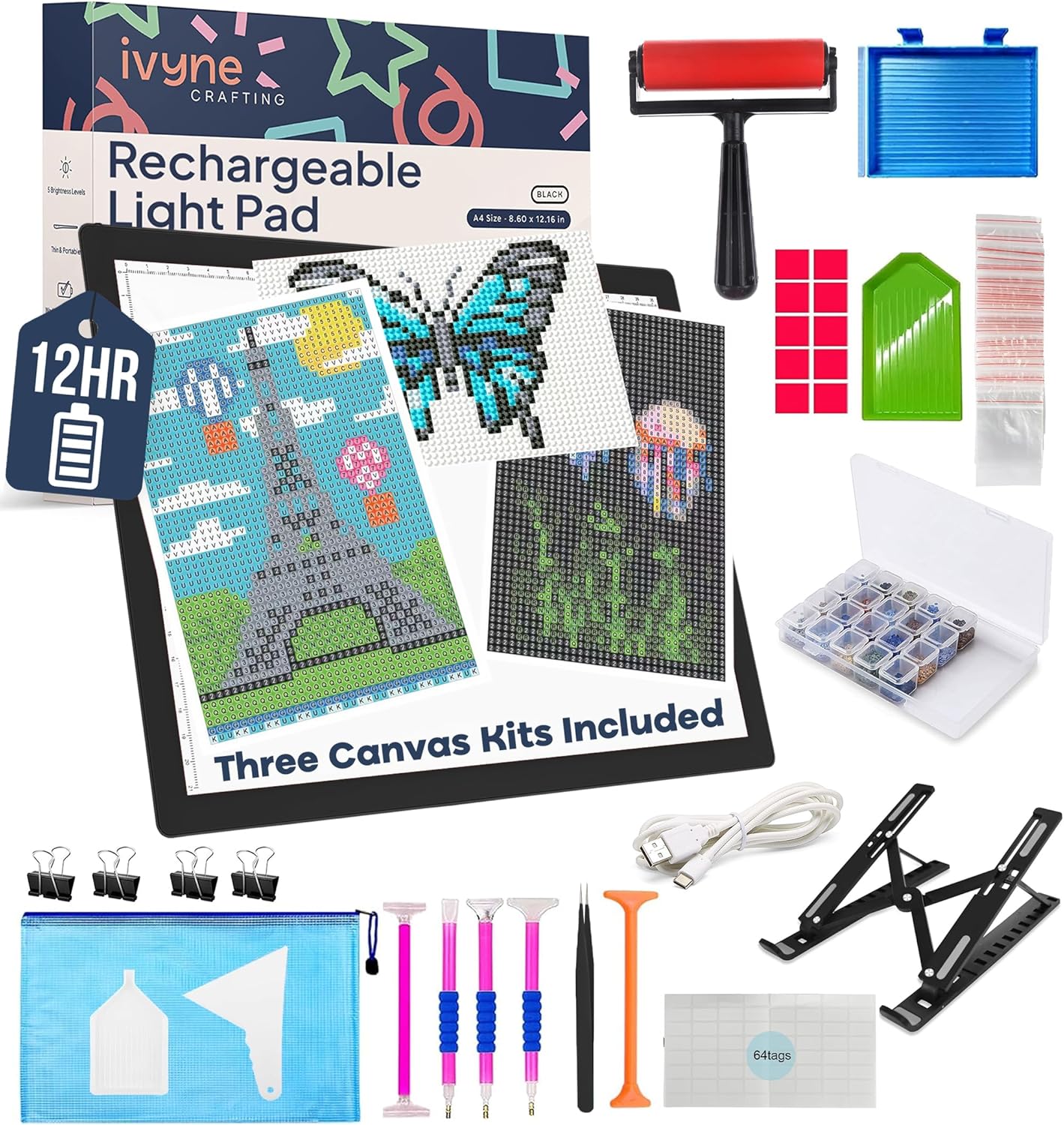 iVyne Rechargeable A4 Light Pad for Tracing & Weeding - LED Light Board for Weeding Vinyl - for Cricut Vinyl Weeding Tools - Ultra-Thin & Portable - Perfect for Artists & Crafters - Pink