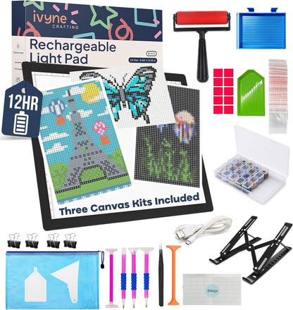 iVyne Rechargeable A4 Light Pad for Tracing & Weeding - LED Light Board for Weeding Vinyl - for Cricut Vinyl Weeding Tools - Ultra-Thin & Portable - Perfect for Artists & Crafters - Pink
