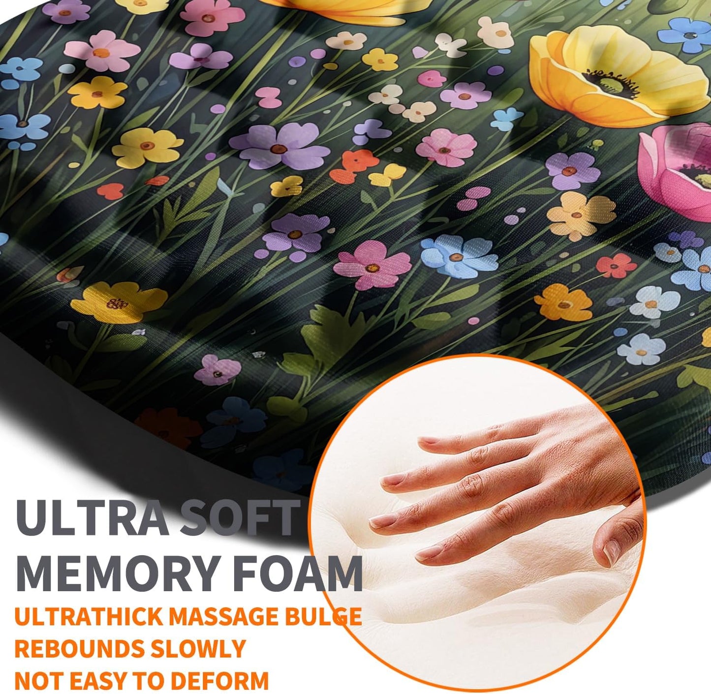 Ergonomic Joint Wrist Support Mouse Pad with Memory Foam Cushion Massage Bump, Carpal Tunnel Pain Relief Mousepad Slope Design for Wrist Rest, 11.8x7.9 in, Black