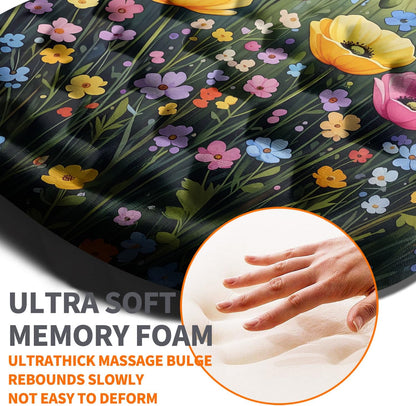 Ergonomic Joint Wrist Support Mouse Pad with Memory Foam Cushion Massage Bump, Carpal Tunnel Pain Relief Mousepad Slope Design for Wrist Rest, 11.8x7.9 in, Black