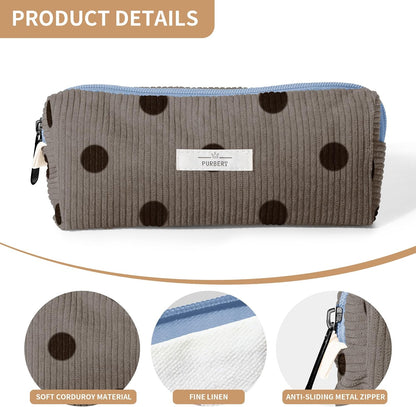Pencil Bag Pen Case, Soft Corduroy Small Pencil Pouch Organizer with Zipper, Cute Pencil Case Pouch Stationery for Girls and Boys – Apricot