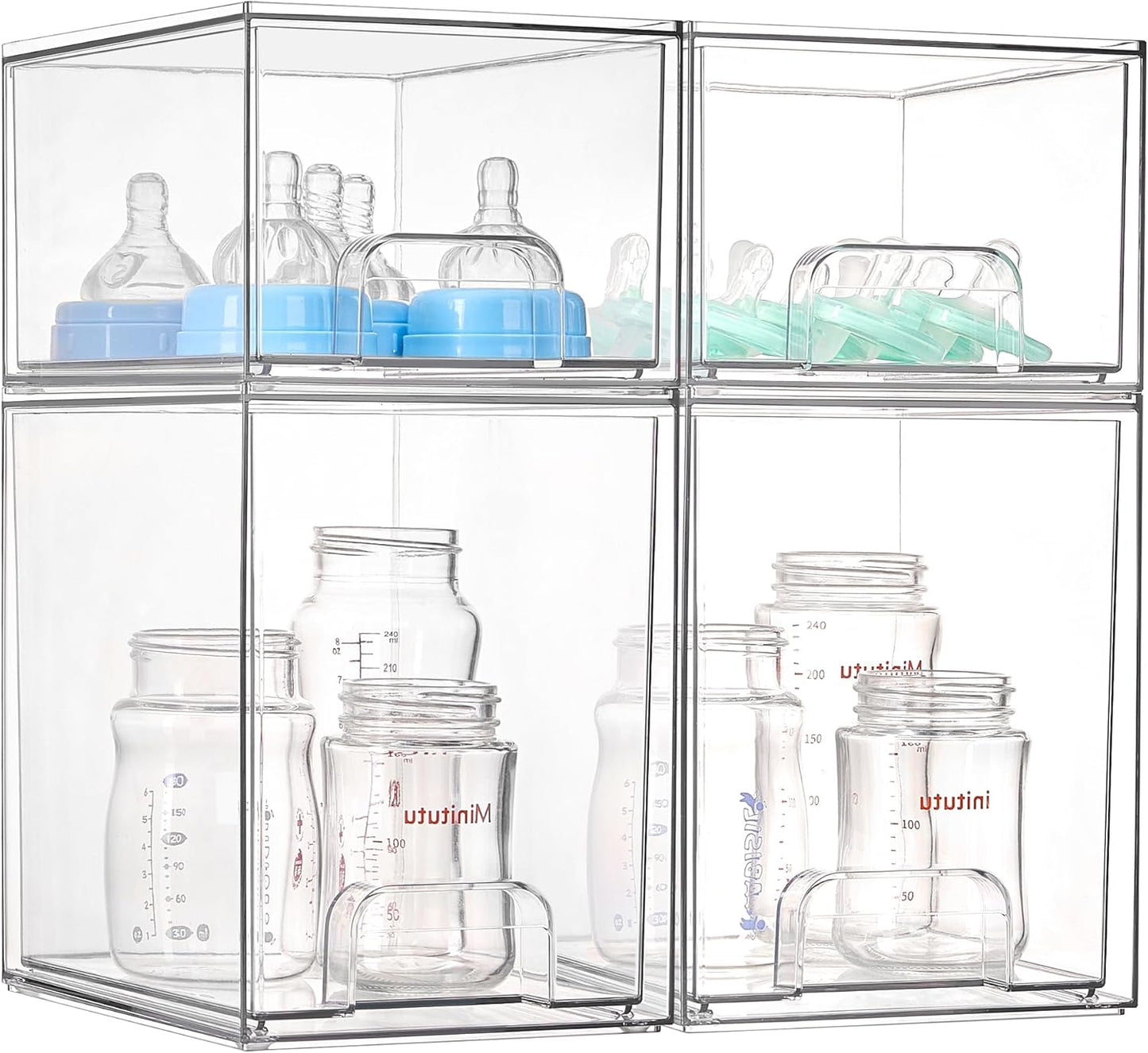 Vtopmart Stackable Storage Drawers Set of 3,Clear Plastic Organizer Bins for Makeup, Cosmetics, Beauty Supplies,Ideal for Vanity, Bathroom,Cabinet,Pantry Organization