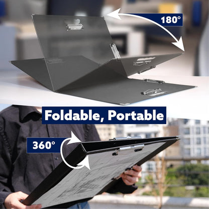 18x24 Clipboard - Foldable 18x24 File Folder & Drawing Board - Folds to 11x17 Clipboard, 4 Clips, Corner Protectors, Portable Art Portfolio, Architecture Folder, 11x17 Binder, Portfolio Binder (Green)