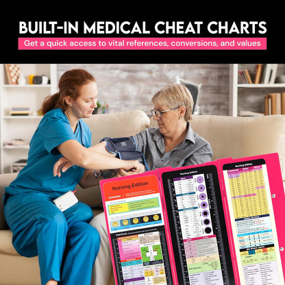 Nursing Clipboard Foldable with Medical Edition Cheat Sheets, 3 Layers Aluminum Foldable Clipboard for Nursing, Notepad for Students, Nursing School Essentials (Black)