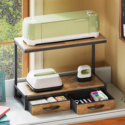 VENNQD Stand Compatible with Cricut Maker and Cricut Explore Air Series Stand Legs for 2 Cricut Machines Fully Open 2 Tier Desktop Craft Accessories Storage Organizer (White)