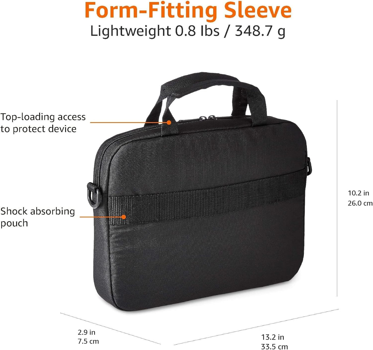 Amazon Basics Laptop Tablet Carrying Case with Shoulder Strap and Grab Handles, 14-inch, Black, Compartments for Storage