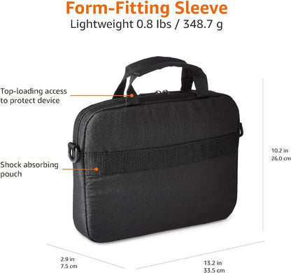 Amazon Basics Laptop Tablet Carrying Case with Shoulder Strap and Grab Handles, 14-inch, Black, Compartments for Storage