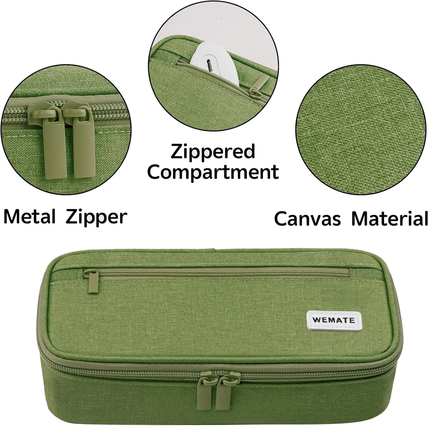 WEMATE Pencil Case, Large Storage Organizer, Makeup Bag, Teacher Must - have, Big Pencil Pouch, Marker Case for College