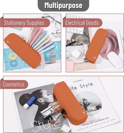 Mr. Pen- Silicone Pencil Case, Aesthetic Pencil Bag for Women, Makeup Pouch, Multifunctional Pouch for Stationery, Cosmetics and Electrical Goods Storage