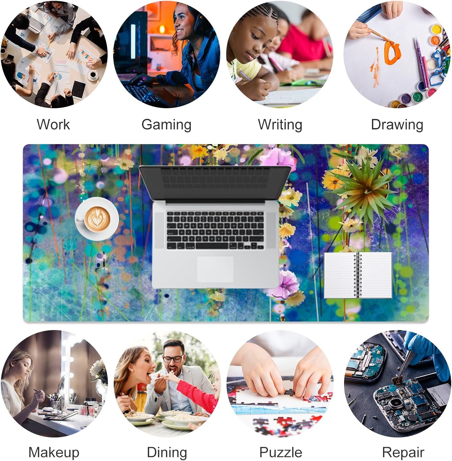 QIYI Large Mouse Pad, Cute Pink Desk Mat for Desktop, Women Girls PU Leather Desk Pad Waterproof Gaming Mousepad, Rose Gold Marble Computer Protector Writing Pad for School Office Home 31.5" x 15.7"
