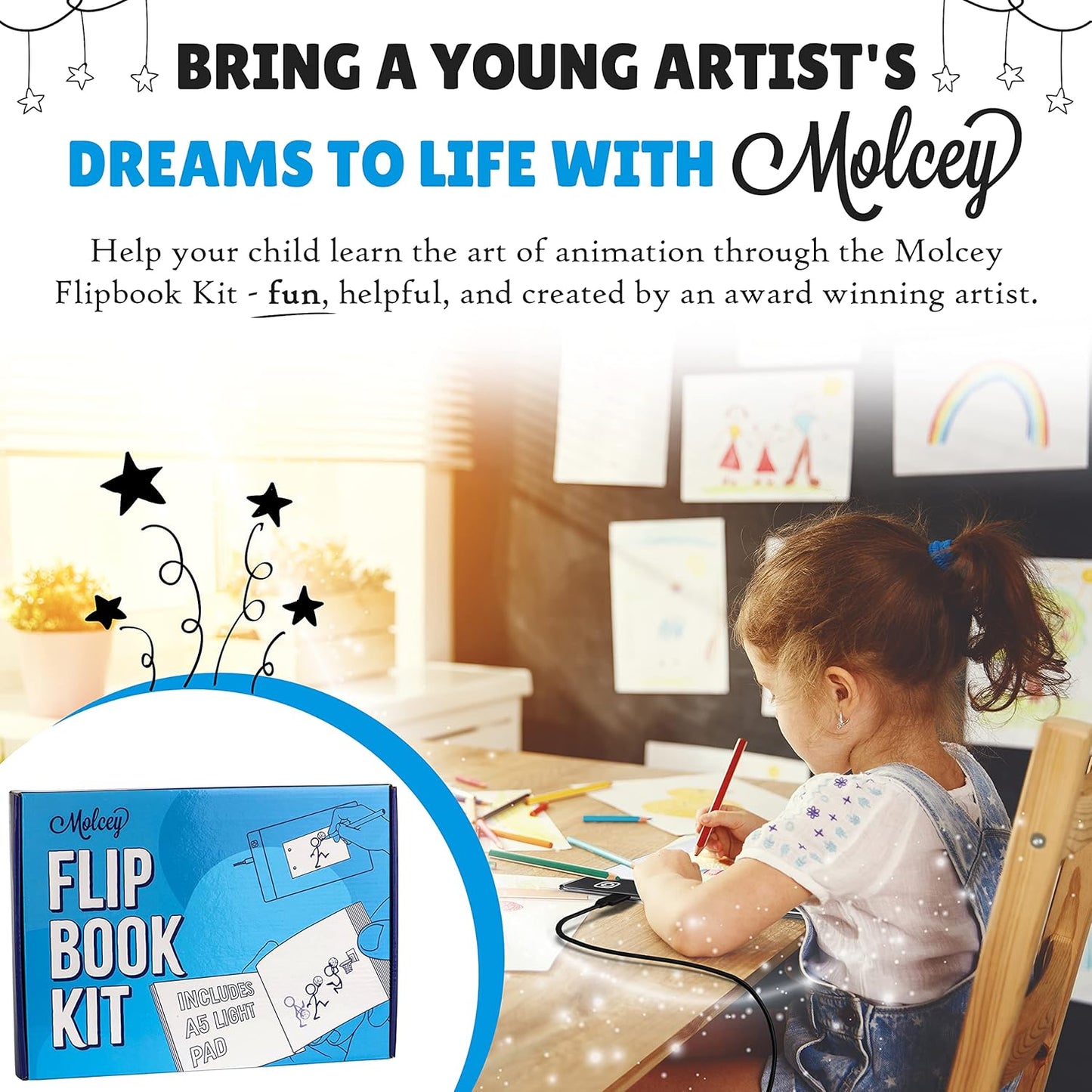 Flip Book Kit with LED Light Pad. Includes 240 Sheets Flip Book Paper with Screws for Drawing and Tracing. Animation Paper/Blank Flip Books for A5 Flipbook Kit for Kids 9-12 6-8. LED Light Box