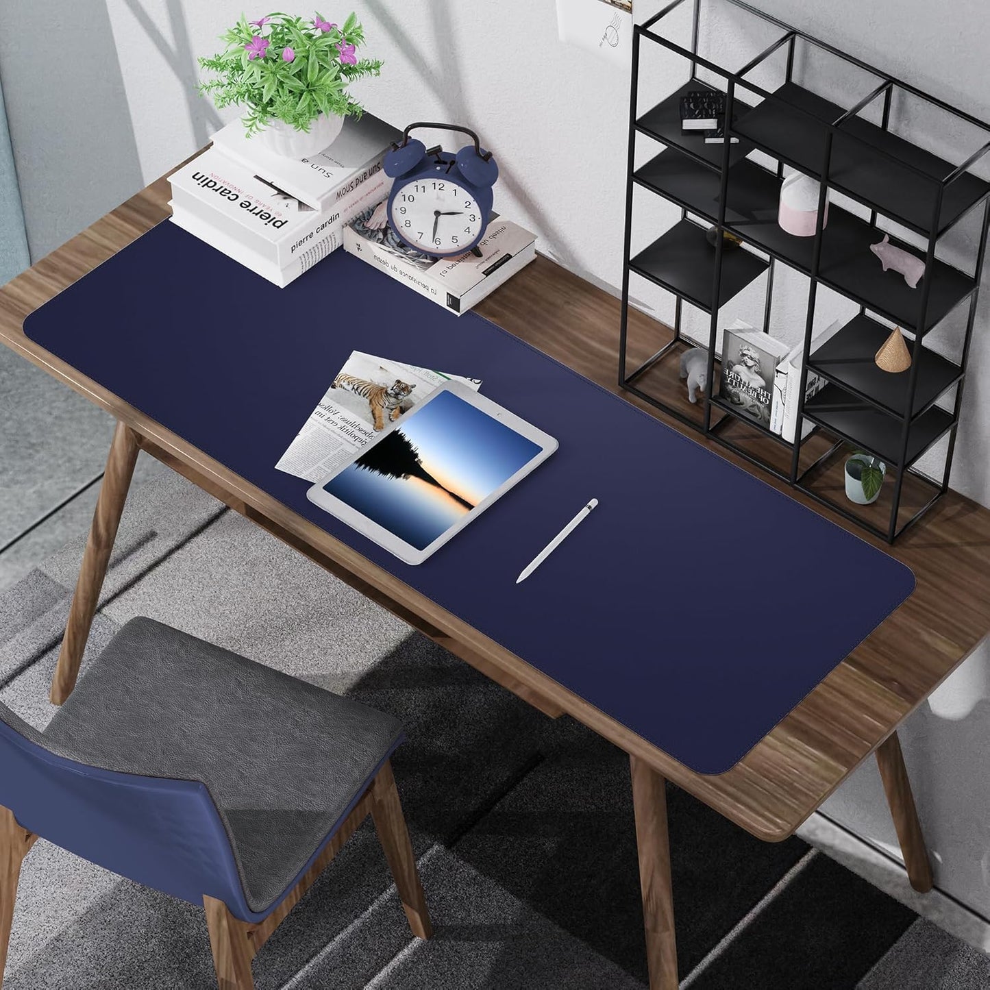 AFIING Large Desk Mat 47" x 17", Dual-Sided Natural Cork & PU Leather Desk Pad, Non-Slip Waterproof Mouse Pad for Office, Home & Gaming, Black
