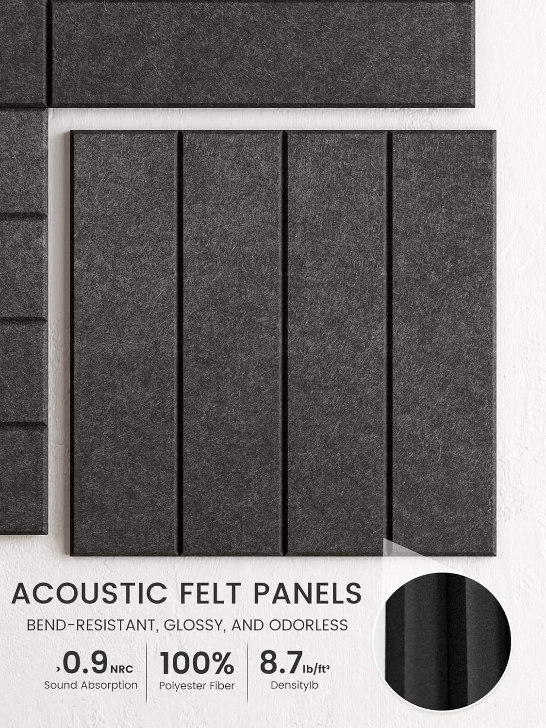 Bumusty Large Cork Board Alternative-48 x 36" Felt Bulletin Board Tiles, with 30 Pushpins, 70 Adhesive Tabs, Bold-Stripe 12-Pack, Cork Boards for Office Push Pin Board Felt Board-Carbon Blue
