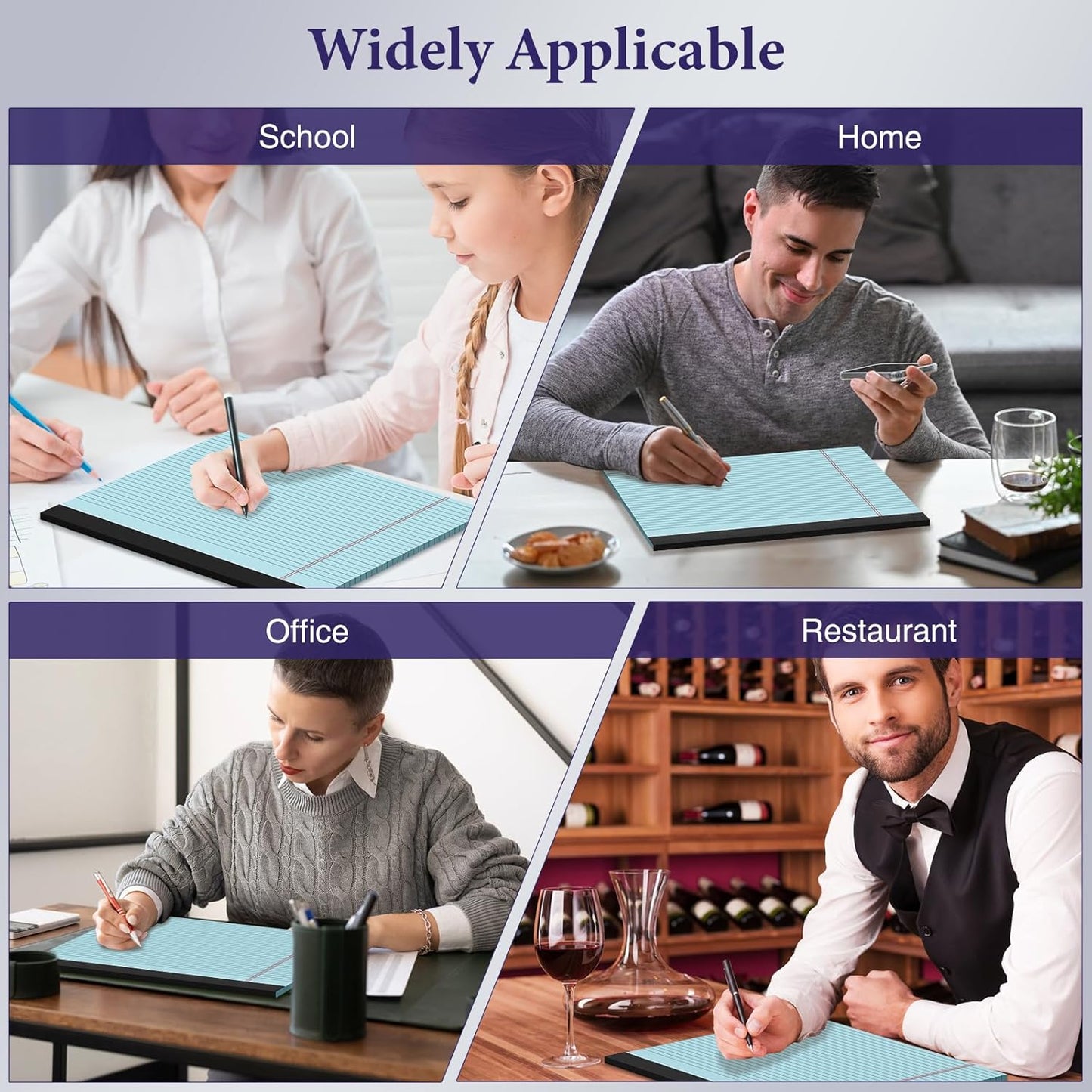 2 Pcs Note Pads 11" x 9.5" Legal Pads College Ruled Notepad Micro Perforated Writing Pads White Lined Paper 80GSM College Ruled Paper Pad of Paper 30 Sheets Notebook for School, To-Do Lists, Office