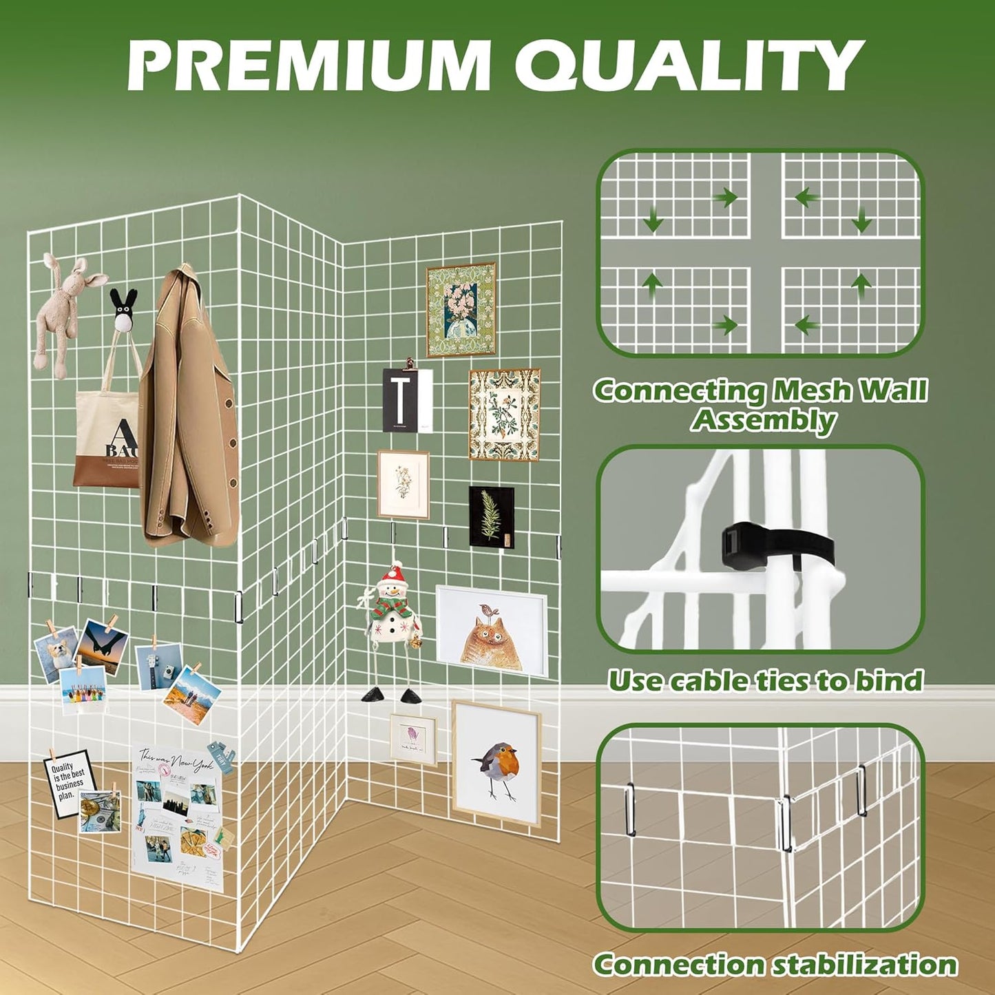 Grid Wall Panels 3 Pcs, Commercial Grade Gridwall Panels, Metal Grid Wall Panel Display Stand, You Can DIY 6 Pack 2'x3' or 3 Pack 2'x6' (Black)
