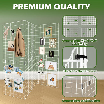 Grid Wall Panels 3 Pcs, Commercial Grade Gridwall Panels, Metal Grid Wall Panel Display Stand, You Can DIY 6 Pack 2'x3' or 3 Pack 2'x6' (Black)