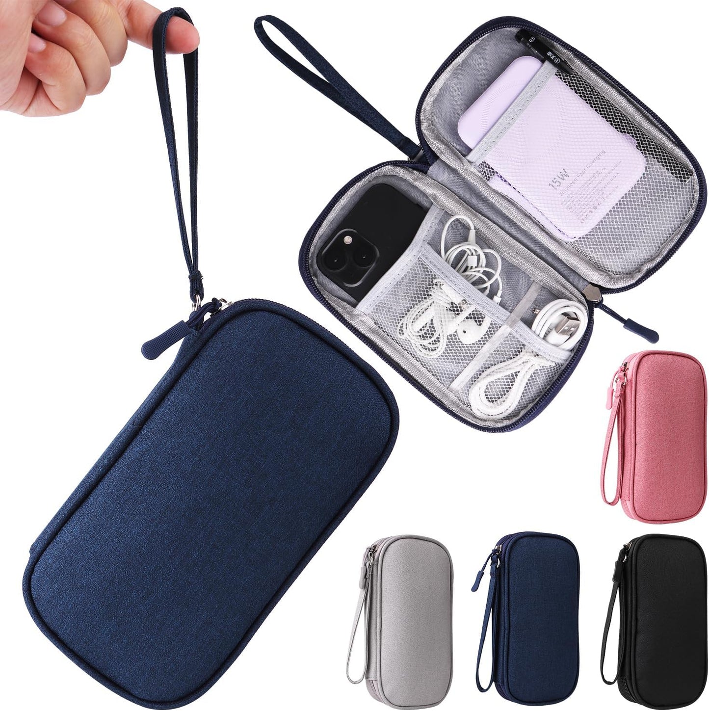 Universal Cable Organizer - Electronics Accessories Bag for Charger, Phone, Memory Cards & Travel Gadgets (Black)