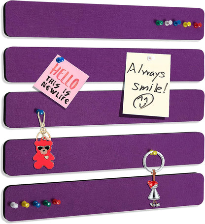 Felt Pin Board Bar Strips Bulletin Board for Bedrooms Offices Home Wall Decoration, Notice Board Self Adhesive Cork Board with 35 Push Pins for Paste Notes, Photos, Schedules