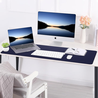 AFIING Large Desk Mat 47" x 17", Dual-Sided Natural Cork & PU Leather Desk Pad, Non-Slip Waterproof Mouse Pad for Office, Home & Gaming, Black