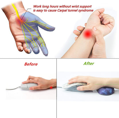 BRILA Ergonomic Memory Foam Mouse Wrist Rest Support Pad Cushion for Computer, Laptop, Office Work, PC Gaming - Massage Holes Design - Wrist Pain Relief (Black Mouse Wrist Rest)