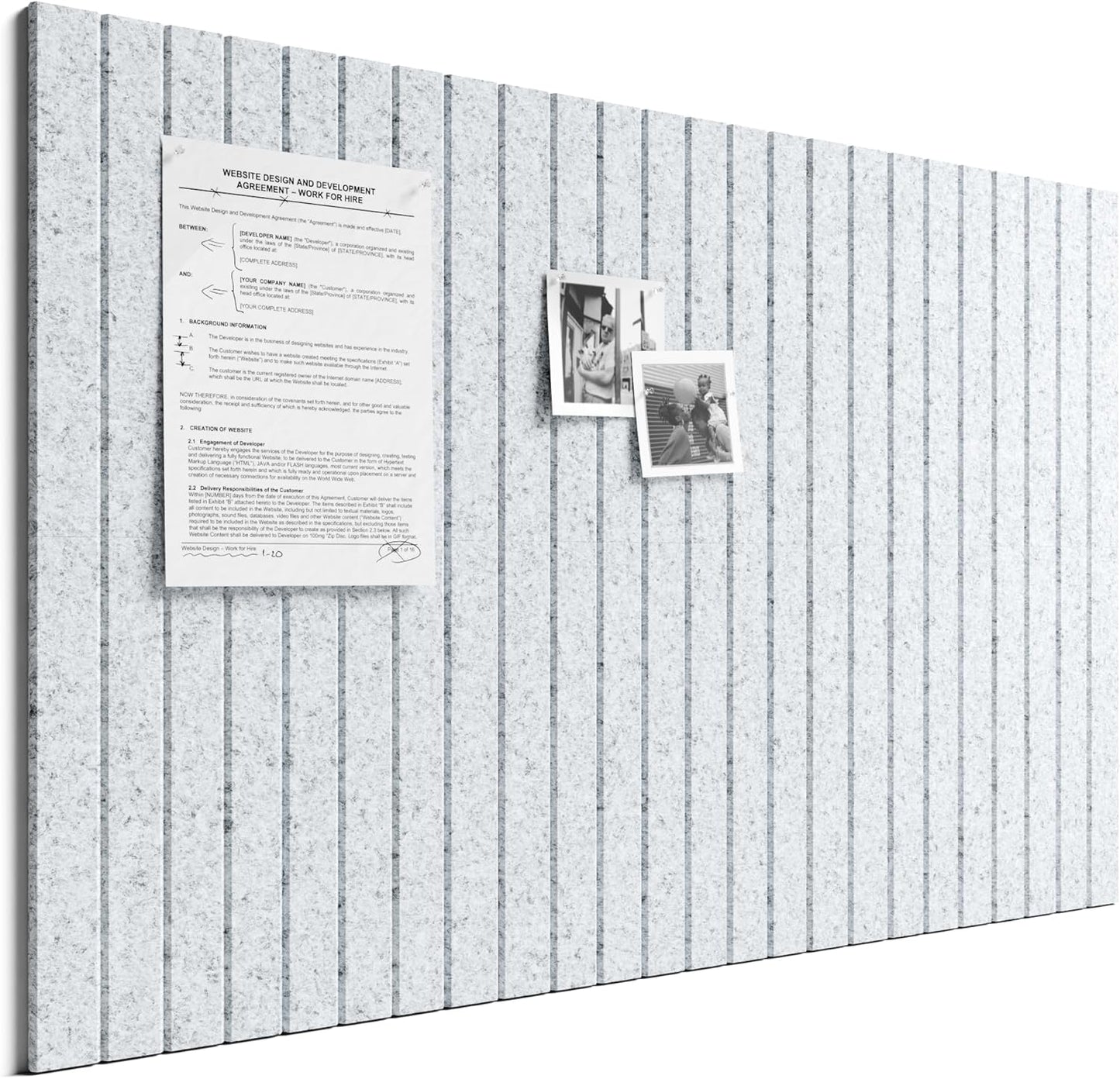 Bumusty Large Cork Board Alternative-48 x 36" Felt Bulletin Board Tiles, with 30 Pushpins, 70 Adhesive Tabs, Fine-Stripe 12-Pack, Cork Boards for Office Push Pin Board Felt Board-Oatmeal
