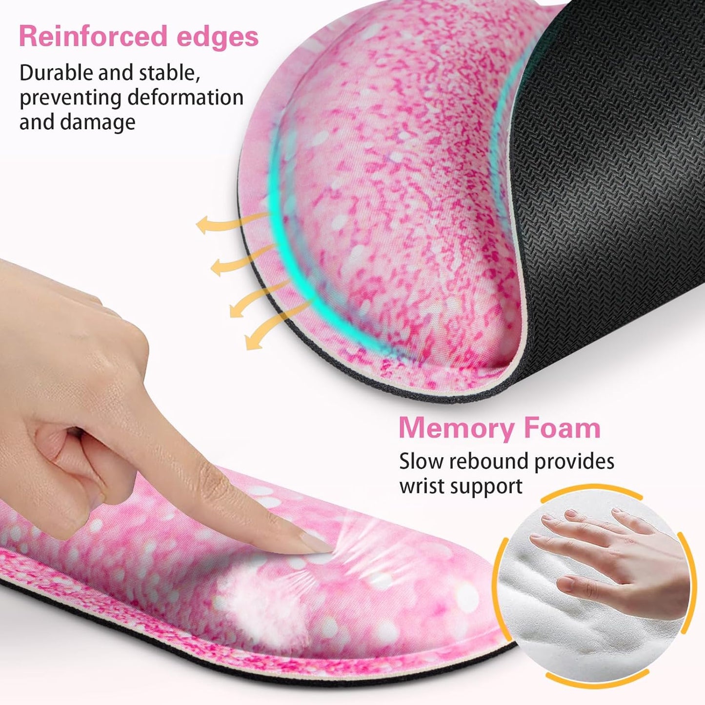 Ergonomic Keyboard Wrist Rest, Mouse Pad with Wrist Rest Anime, Cat Gaming Mousepad with Wrist Support, Memory Foam Wrist Rest Set for Computer Keyboard, Funny Cute Office Desk Accessories