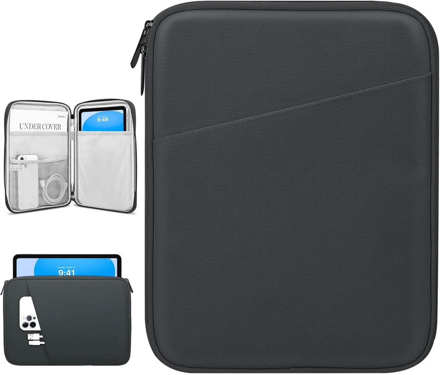 Dadanism 9-11" Tablet Sleeve Bag Carrying Case for iPad (A16) 11th Gen 11", iPad 10th Gen 10.9" Air 5/4, iPad Air M4/Pro 11", iPad 9/8/7th, Galaxy Tab A11+ Plus 11", Remarkable 2 10.3", Black