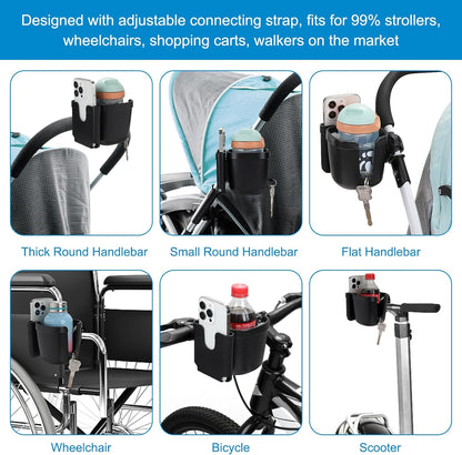 Accmor Stroller Cup Holder, Universal Cup Holder for Uppababy Nuna Doona Strollers, Bottle Drinks Holder for Wheelchair, Walker, Bike, Scooter