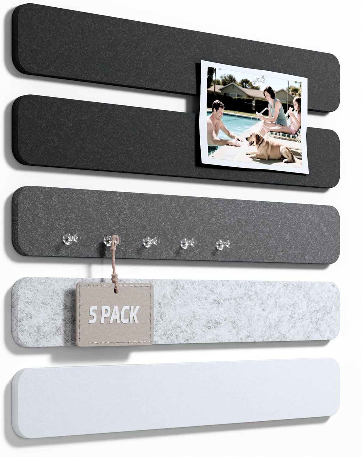 Fluxynara Cork Board Alternative Felt Strip Board 8-Pack 13"x2", Office Pin Board with 50 Push Pins, Adhesive Install for Bedroom Door & Home Office(Linen Dusk)