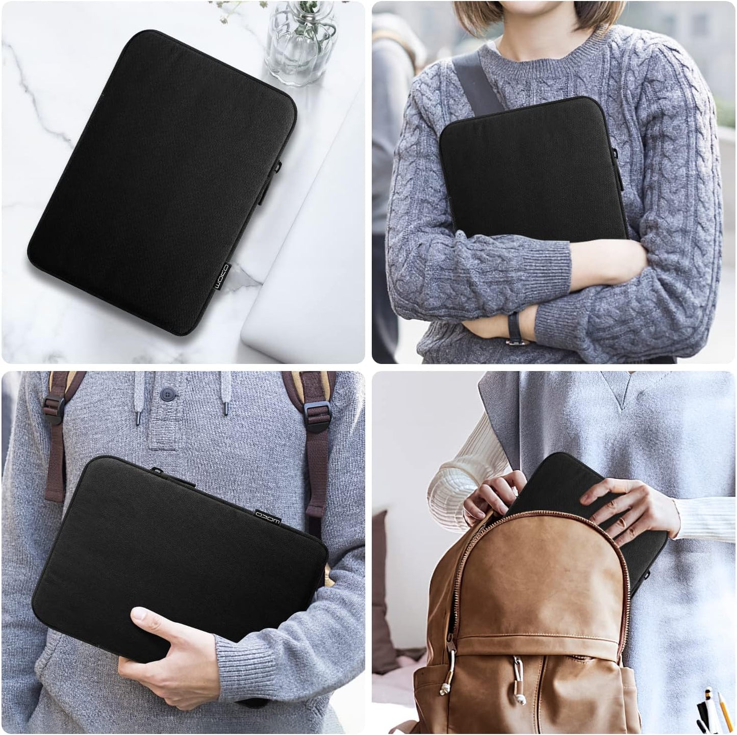 MoKo 7-8 Inch Tablet Sleeve Bag, Polyester Pouch Cover Case Fits iPad mini (A17 Pro) 8.3" 2024, iPad mini 6/5/4/3/2/1, Samsung Galaxy Tab S2 8.0, Tab A 8.0, ZenPad Z8s 7.9,Black