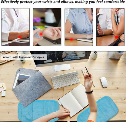 2Pcs Upgrade Computer Wrist Elbow Pad, Portable Memory Foam Arm Wrist Rest Pillow, Soft Wrist Support Mat for Keyboard Desktop Office Gaming - Alleviate Elbow Pain (Moderate Size, 7.8 x 15.7 inch)