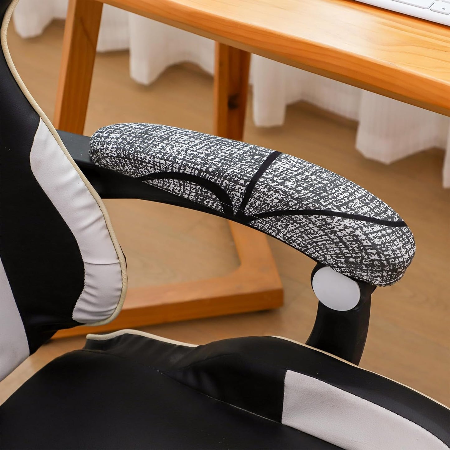 FORCHEER Office Chair Armrest Covers 12-15 Inch Velvet Elastic Black Arm Rest Covers for Desk Computer Chairs Washable