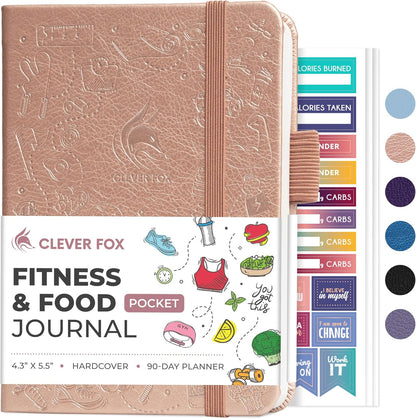 Clever Fox Fitness & Food Journal – Nutrition & Workout Planner for Women & Men – Diet & Gym Exercise Log Book with Calendars, Diet & Training Trackers - Undated, A5 Size, Hardcover (Forest Green)