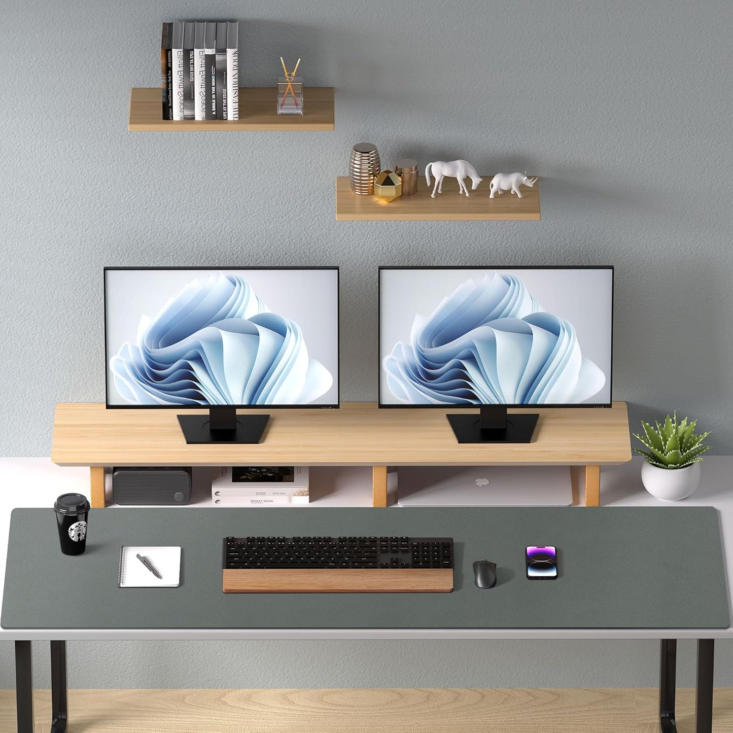 Aothia Leather Desk Pad Protector, Mouse Pad, Office Desk Mat, Non-Slip PU Leather Desk Blotter, Laptop Desk Pad, Waterproof Desk Writing Pad for Office and Home(Dark Blue,31.5" x 15.7") - Colors A